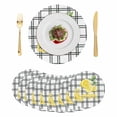 thumbnail image 1 of Summer Lemon Watercolor Round 15 Inch Placemats Set of 8, Geometric Black Line Plaid HeatResistant Non Slip Place Mats for Dining Table, Wipeable Braided Kitchen Table Mats for Housewarming, 1 of 9