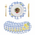 thumbnail image 1 of Summer Lemon Watercolor Round 15 Inch Placemats Set of 8, Geometric Blue Line Plaid HeatResistant Non Slip Place Mats for Dining Table, Wipeable Braided Kitchen Table Mats for Housewarming, 1 of 9