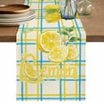 thumbnail image 1 of Summer Lemon Watercolor Table Runner 90 Inches, Yellow Blue Line Checkered Bed Runner Dresser Scarves Tabletop for Indoor Outdoor Parties/Ceremony/Banquet, 13" x 90", 1 of 9