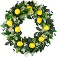 thumbnail image 1 of Summer Lemon Wreath Artificial Leafy Fruit Decoration, 3D Stereoscopic Design With Realistic Lemon Green Elements, Ideal For Indoor Outdoor Hanging Above Fireplace Front Door, 1 of 8