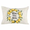 thumbnail image 1 of Summer Lemon Wreath Throw Pillow Cover 20 x 26 Inch Decorative Pillow Cover Farmhouse Floral Leaves Beige Lumbar Pillowcase Seasonal Rectangle Cushion Case for Couch Sofa Bed Living Room, 1 of 6