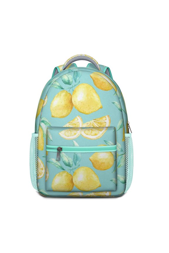 Summer Lemon Yellow Backpack for Teens - Waterproof & Breathable Design with Side Pocket for Bottles or Accessories