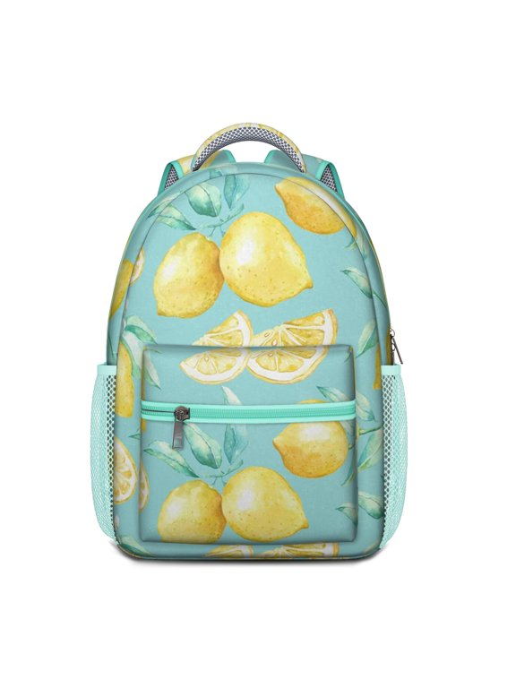 Summer Lemon Yellow Backpack for Teens - Waterproof & Breathable Design with Side Pocket for Bottles or Accessories