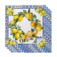 thumbnail image 1 of Summer Lemons Cloth Napkins, Modern Yellow Fruit Flower Blue Ethnic Plaid Washable and Reusable Dinner Napkins Set of 4, Table Napkin for Kitchen Party Birthday Wedding Hotel Housewarming 20"x20", 1 of 9