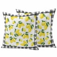 thumbnail image 1 of Summer Lemons Outdoor Pillow Covers Pack of 2 Black Plaid Green Leaf Country Fruit Waterproof Throw Pillow Covers Decorative Cushion Cases for Patio Garden Tent Balcony Couch 24x24 inch, 1 of 9