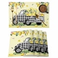 thumbnail image 1 of Summer Lemons Placemats Set of 4 Rustic Black Plaid Truck Fruits Yellow Place Mats Indoor Wipeable Table Mats Washable Cloth Dining Table Placemats for Kitchen Holiday Party Home Decor 13x19 Inch, 1 of 9