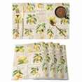 thumbnail image 1 of Summer Lemons Placemats Set of 8 Retro Farmhouse Botanical Fruit Leaves Place Mats Indoor Wipeable Table Mats Washable Cloth Dining Table Placemats for Kitchen Holiday Party Home Decor 13x19 Inch, 1 of 9