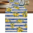 thumbnail image 1 of Summer Lemons Table Runner 90 Inches, Vintage Watercolor Fruit Flowers Blue Striped Bed Runner Dresser Scarves Tabletop for Indoor Outdoor Parties/Ceremony/Banquet, 13" x 90", 1 of 9