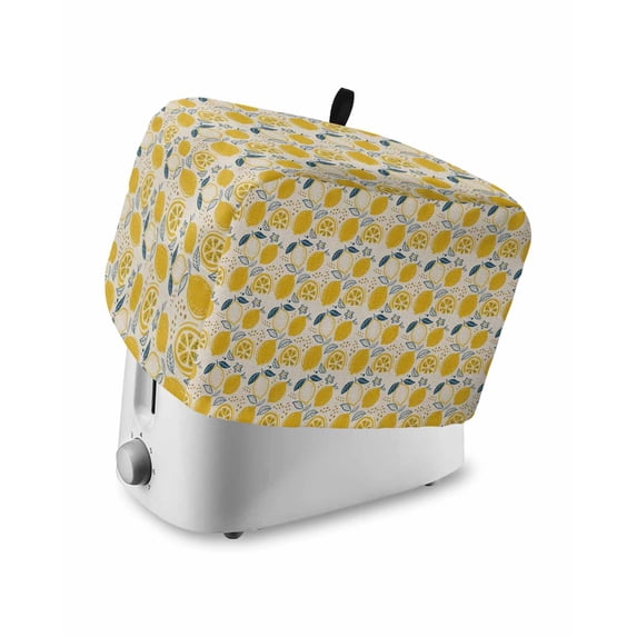 Summer Lemons Toaster Cover 4 Slice, Large Kitchen Appliance Covers, Modern Botanical Leaves Vintage Toaster Oven Cover with Loop, Bread Machine Cover Polyester Dust Cover Protection