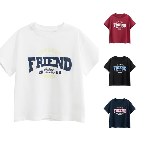 Summer Letter Print Tee for Toddler Boys Girls Short Sleeve Casual Crew Neck Kids Tops Soft Blend Breathable Playful Graphic Shirts Kids T-Shirts Summer Clothes