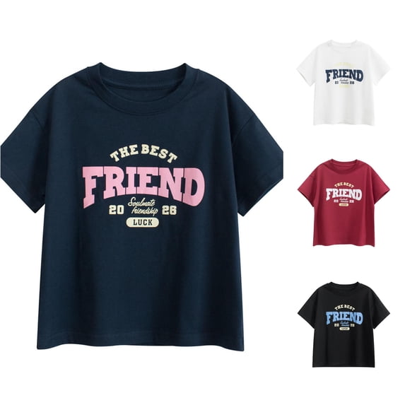 Summer Letter Print Tee for Toddler Boys Girls Short Sleeve Casual Crew Neck Kids Tops Soft Blend Breathable Playful Graphic Shirts Kids T-Shirts Summer Clothes