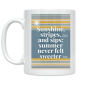 Summer Lifestyle Striped Beach Design - Beach Lover - 11 oz Ceramic Coffee Mug
