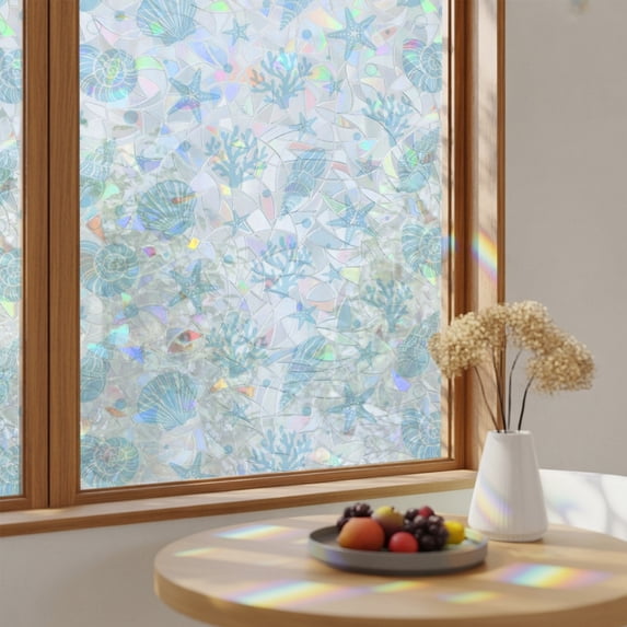 Conch Shell Fod Summer Light Blue Shell Coral Conch Window Privacy Film,Heat Control ...