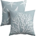 thumbnail image 1 of Summer Light Blue Starfish Pillow Covers 16x16 Inch Set of 2 Blue Beach Sea Coral Throw Pillowcase Cotton Linen Square Decorative Nautical Coastal Cushion Cover for Sofa Bedroom Indoor Outdoor Party, 1 of 1
