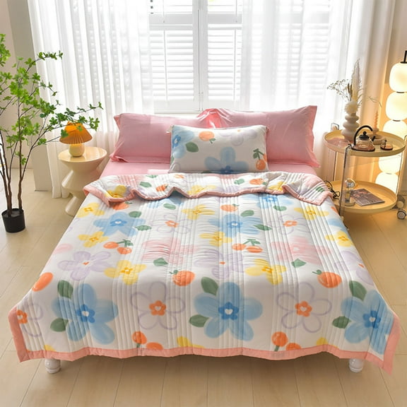 Summer Lightweight Cooling Quilt,Breathable Cooling Thin Comforter for Hot Sleepers,Ice Silk Air Conditioning Quilts,Machine Washable Bedding Comforters for Bedroom Livingroom Sofa Office