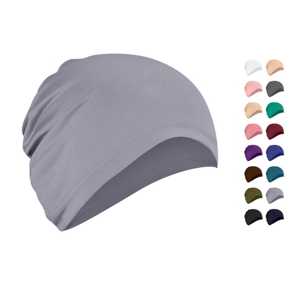 Summer Lightweight Cotton , Breathable Thin Sleep Hats, Skull Caps for Running Cycling Hiking Fishing Light Gray