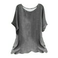 thumbnail image 1 of Summer Lightweight Cozy Shirt for Women Solid Vintage Short Sleeve Blouses Flowy Hide Belly Pullover Tops for Leggings, 1 of 3