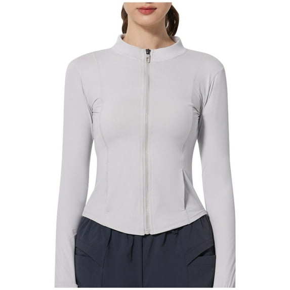 Summer Lightweight Yarn Sun Jacket Ice Skin Coat Workout Jacket For Yoga Tight Fit Fingertip Sleeves
