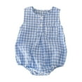 thumbnail image 1 of Summer Limited Time Deal kttectoa Summer Outfits for Girl Infant Toddler Baby Summer Outfits Sleeveless Button Checker Print Romper Onesie One Piece Jumpsuit Bodysuit Baby Rompers 3-12M, 1 of 2