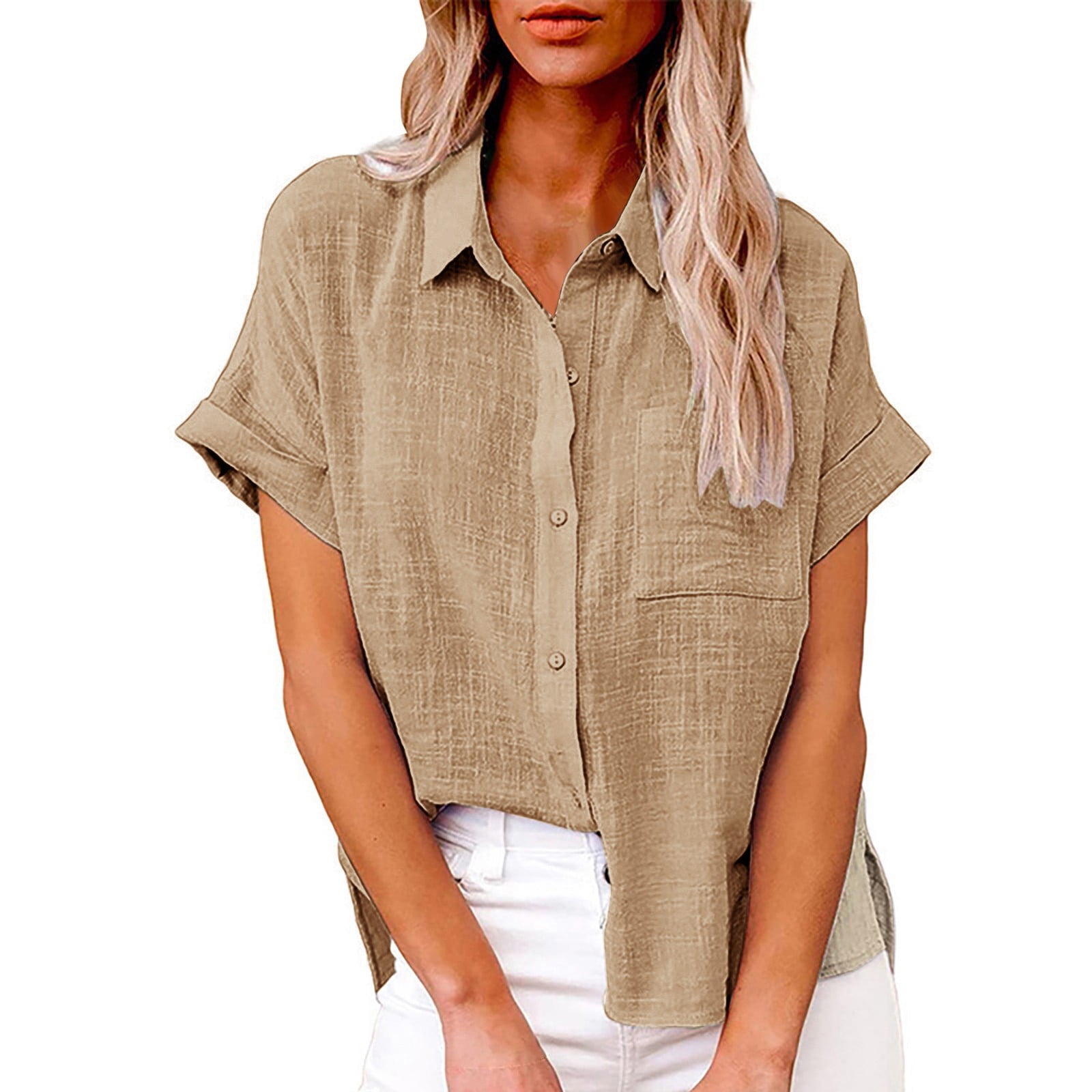 summer dress shirts women's Women Button Down Shirt Long Sleeves for Summer