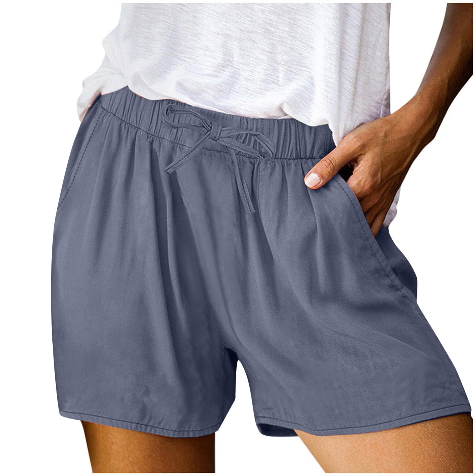 Summer Linen Shorts Short Oversized for Women Yellow Leisure