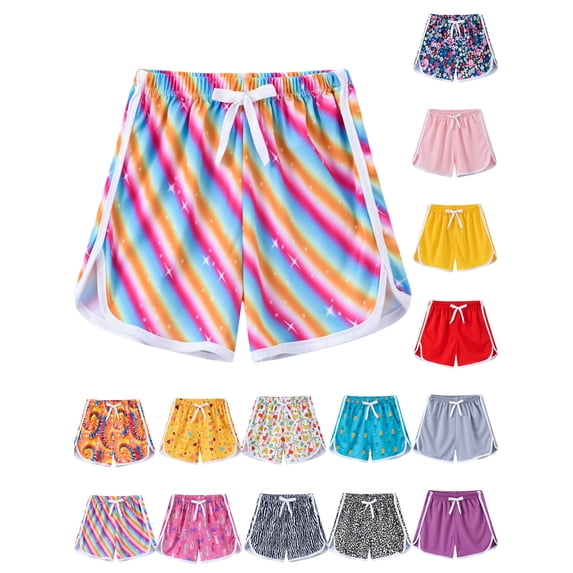 Summer Little Girls Board Shorts Athletic Running Shorts Quick Dry Swim Bottom 2-7 Years