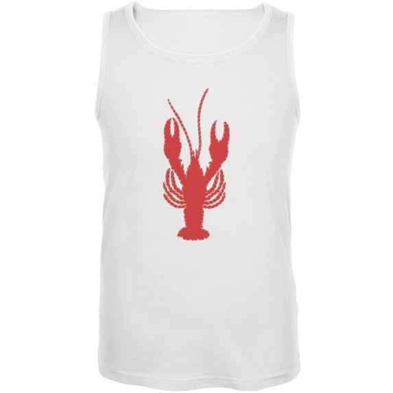 Summer - Lobster Faux Stitched White Adult Tank Top - X-Large