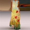 thumbnail image 1 of Summer Long Dress Women Sleeveless Loose V-neck Elegant Dresses Party 2024 New Ink Painting 3D Print Vintage Chinese Style Dress, 1 of 1
