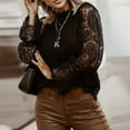 thumbnail image 1 of Summer Long Sleeve Shirts for Women Lady Long Sleeve Lace stitching Blouse Tunics Tops Shirts, 1 of 5