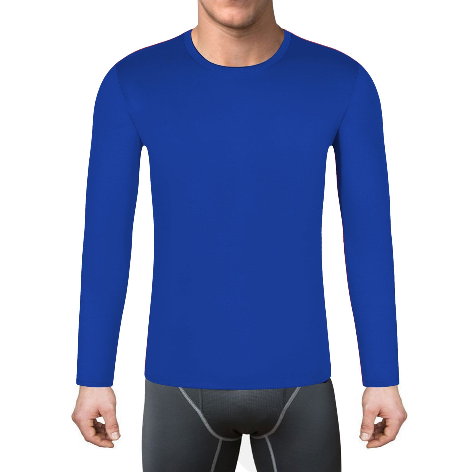 Summer Long Sleeve T Shirts for Men Blue Mens Crew Neck Solid Color ...