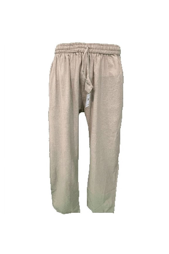 Summer Loose Cotton Trousers, Lightweight Pure Elastic Waist Pants -Hemp