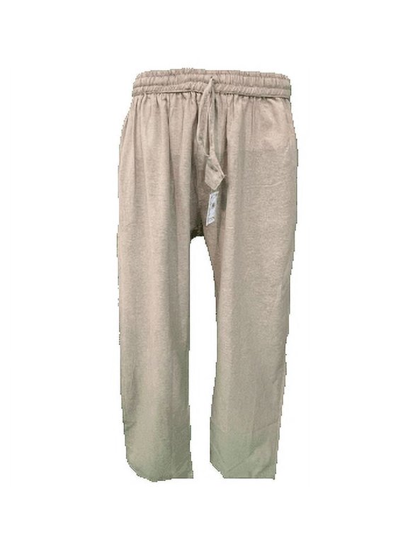 Summer Loose Cotton Trousers, Lightweight Pure Elastic Waist Pants - Hemp