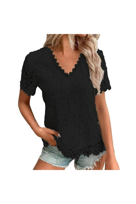 Summer Loose Pleated Square Neck Short Sleeve Top Curved Hem, Polyester/Spandex, Multiple Sizes