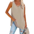 thumbnail image 1 of Summer Loose Women Sleeveless Casual Basic Solid Color Shirts Tunic Tops V Neck Tank Tops, 1 of 6