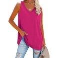 thumbnail image 1 of Summer Loose Women Sleeveless Casual Basic Solid Color Shirts Tunic Tops V Neck Tank Tops, 1 of 6