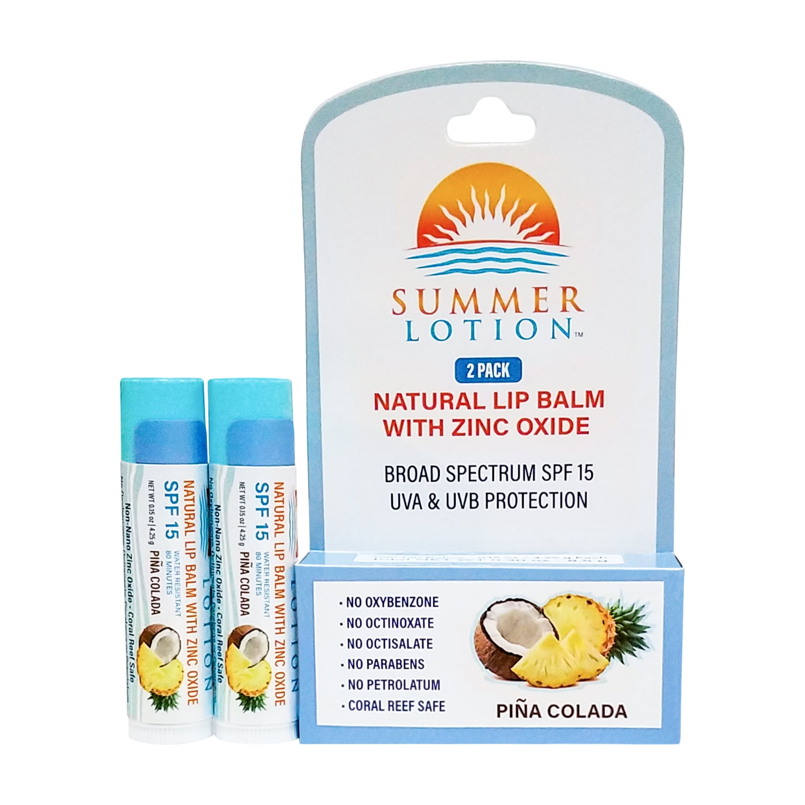 Summer Lotion Natural Lip Balm with Zinc Oxide Sunscreen, SPF 15, 2