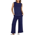 thumbnail image 1 of Summer Lounge Sets for Women qolati Casual Sleeveless Tank Tops High Waist Wide Legs Pants Sweatsuit Matching Set Y2k Fashion Steetwear Tracksuit Women 2 Piece Outfits, 1 of 7