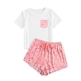 thumbnail image 1 of Summer Lounge Sets for Women Casual Cute Print Crewneck Short Sleeve T Shirts and Shorts Set 2 Piece Outfits Pajamas, 1 of 6