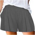 thumbnail image 1 of Summer Lounge Shorts for Women Fashion Solid Color Casual Loose High Waist Linen Wide Leg Flowy Comfy Short Pants, 1 of 6