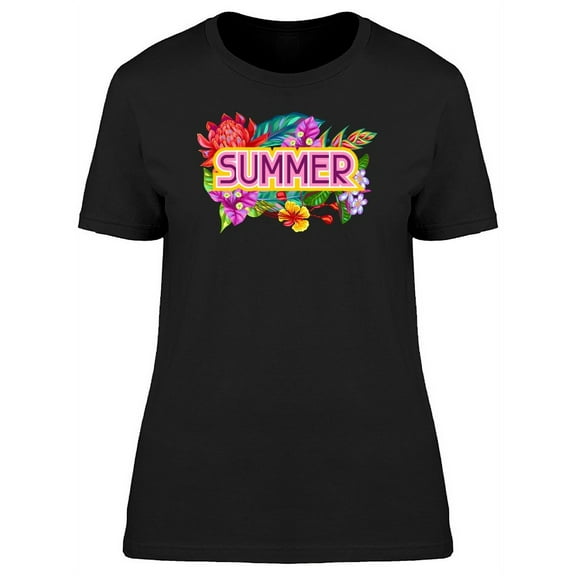 Summer Lovers Colorful Flowers T-Shirt Women -Image by Shutterstock, Female Large