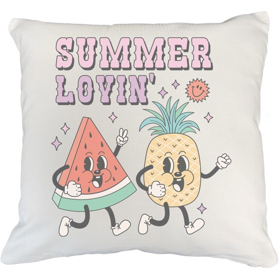 Summer Lovin, Retro Pineapple and Watermelon Art Merch Gift, White Pillow Case 20X20 IN