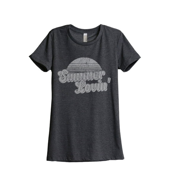 Summer Lovin' Women's Fashion Relaxed T-Shirt Tee Charcoal Grey Large