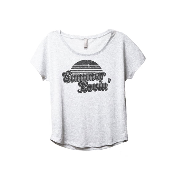 Summer Lovin' Women's Fashion Slouchy Dolman T-Shirt Tee Heather White Small