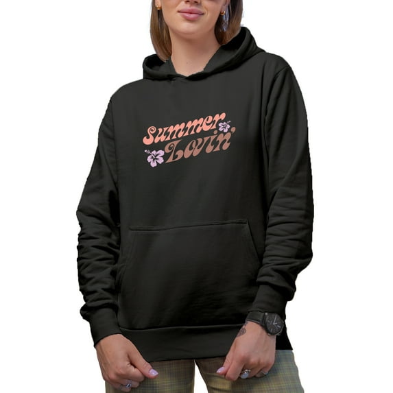 Summer Lovin' feat. Tropical Flowers Art Merch Gift, Black Hooded Sweatshirt or Hoodie, 3XL