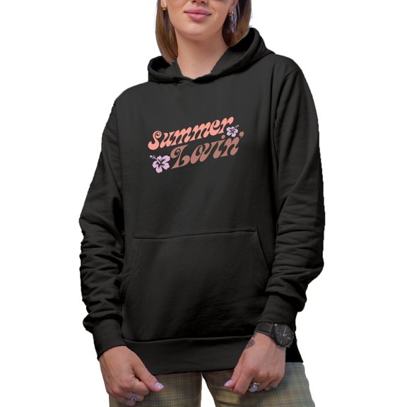 Summer Lovin' feat. Tropical Flowers Art Merch Gift, Black Hooded Sweatshirt or Hoodie, Small