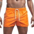 thumbnail image 1 of Summer Low-rise Elastic Waistband Drawstring Beach Surfing Shorts Breathable Side Irregular Trim Men Swimwear Shorts-Orange,M, 1 of 7
