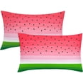 thumbnail image 1 of Summer Lumbar Pillow Covers 12x20 Inch Set of 2 Watermelon Decorative Throw Pillows Green Red Stripes Pillow Cases Farmhouse Home Decor for Cushion Couch Sofa Outdoor, 1 of 6