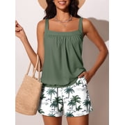 Summer Mae Blouson Women s Tankini Swimsuits with Shorts Tummy Control Bathing Suits Side Pockets