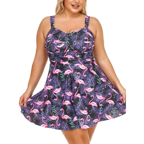 Summer Mae Plus Size Two Piece Swimsuits for Women Tankini Bathing Suits Flowy Swim Dress with Shorts