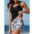 thumbnail image 1 of Summer Mae Tankini Swimsuits for Women Bathing Suits Top Ruched Two Piece Tummy Control Round Neck with V-Wire Swim Suits, 1 of 4